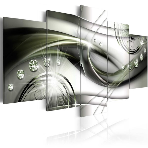 Tableau - glowing green wave l x h en cm 200x100
