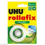 Ruban adhésif rollafix invisible, avec dévidoir 19 mm x 25 m UHU