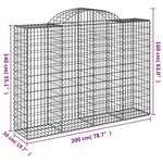vidaXL Panier de gabions arqué 200x50x140/160 cm Fer galvanisé