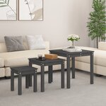 vidaXL Tables gigognes 3 Pièces Gris Bois de pin massif