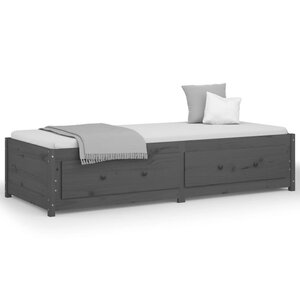 vidaXL Lit de jour Gris 90x190 cm Simple Bois de pin massif