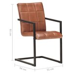 vidaXL Chaises à manger cantilever lot de 4 marron cuir véritable