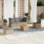 vidaXL Salon de jardin avec coussins 6Pièces mélange beige résine tressée