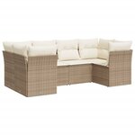 vidaXL Salon de jardin avec coussins 6 Pièces beige résine tressée