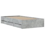 vidaXL Cadre de lit et tiroirs gris béton 75x190 cm bois d'ingénierie