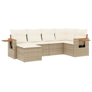 vidaXL Salon de jardin avec coussins 6 Pièces beige résine tressée