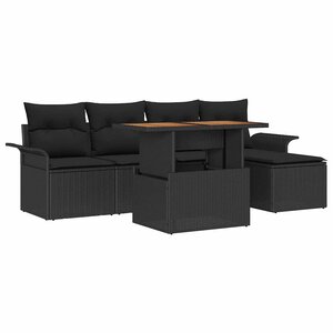 vidaXL Ensemble de canapé de jardin 6 Pièces Noir Poly rotin