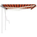 vidaXL Auvent manuel rétractable avec LED 4 5x3 5 m Orange et marron