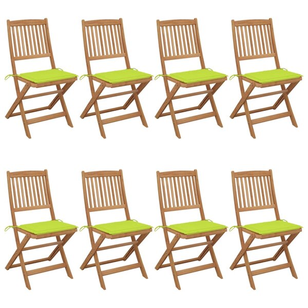 vidaXL Chaises pliables de jardin lot de 8 avec coussins Bois d'acacia