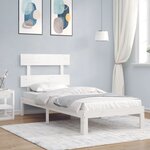 vidaXL Cadre de lit et tête de lit blanc 100x200 cm bois massif