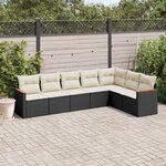 vidaXL Salon de jardin 7 Pièces avec coussins noir résine tressée