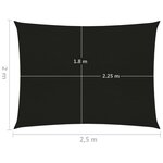 vidaXL Voile d'ombrage 160 g/m² Noir 2x2 5 m PEHD