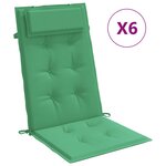 vidaXL Coussins de chaise à dossier haut lot de 6 vert tissu oxford