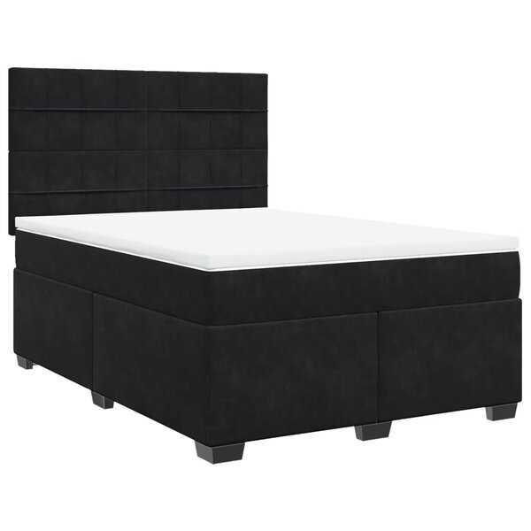 vidaXL Sommier à lattes de lit et matelas Noir 160x200 cm Velours