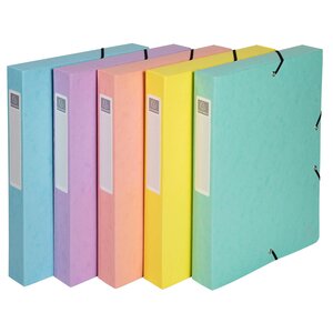 Boite De Classement Exabox Dos 60mm Carte Lustrée Aquarel - A4 - Couleurs Assorties - X 8 - Exacompta