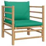 vidaXL Salon de jardin 5 Pièces avec coussins vert bambou