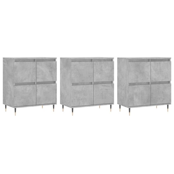vidaXL Buffets 3 Pièces gris béton bois d'ingénierie