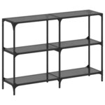 vidaXL Table console avec dessus en verre noir 118 5x30x81 cm acier