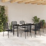 vidaXL Ensemble de salle à manger de jardin de 7 pièces en corde de coton et acier noir