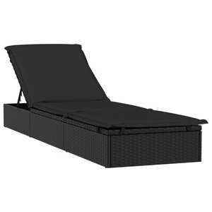 vidaXL Chaise longue 1 pc avec coussin noir 201x55x62cm résine tressée