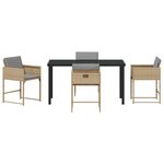 Ensemble de Salle à Manger de Jardin vidaXL 5 Pièces avec Coussins en Rotin Beige