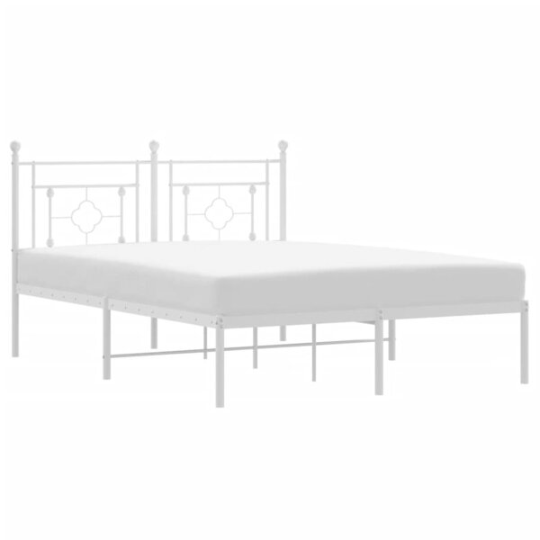 vidaXL Cadre de lit métal avec tête de lit blanc 140x200 cm