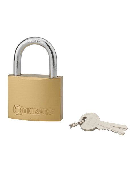 THIRARD - Cadenas à clé Type 1  laiton  intérieur  anse acier  75mm  2 clés