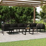 vidaXL Salon de jardin 8 Pièces avec coussins Aluminium Anthracite