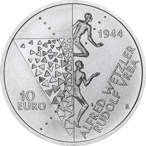 Pièce de monnaie 10 euro Slovaquie 2024 argent BU – Rapport Vrba-Wetzler sur les camps d'extermination nazis d'Auschwitz et de Birkenau