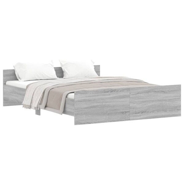 vidaXL Cadre de lit tête de lit et pied de lit sonoma gris 160x200 cm