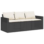 vidaXL Canapé de jardin avec coussins 3 places noir résine tressée