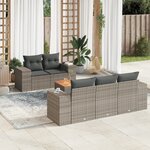 vidaXL Salon de jardin 6 Pièces avec coussins gris résine tressée