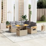 vidaXL Salon de jardin avec coussins 6 Pièces beige résine tressée