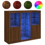 vidaXL Buffets avec lumières LED 3 Pièces chêne brun bois d'ingénierie