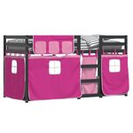 vidaXL Lit superposé avec rideaux rose 90x190 cm bois pin massif