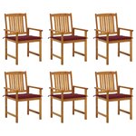 vidaXL Chaises de jardin avec coussins lot de 6 Bois d'acacia massif