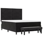 vidaXL Lit à sommier avec matelas & banc noir 140x190 cm velours