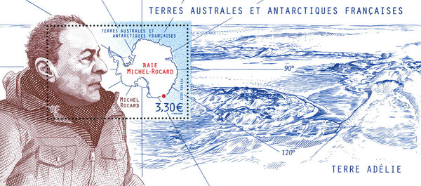 Bloc 1 timbre TAAF - Michel Rocard