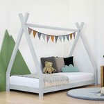 Lit tipi enfant NAKANA 90 x 190 gris clair