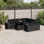 vidaXL Salon de jardin 9 Pièces avec coussins noir résine tressée