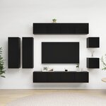 vidaXL Ensemble de meuble TV 8 Pièces Noir Bois d'ingénierie