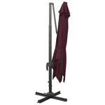 vidaXL Parasol déporté avec mât et lumières LED Rouge bordeaux 300 cm