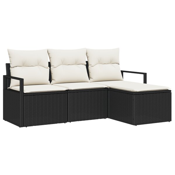 Ensemble de Canapé de Jardin 4 pièces vidaXL avec Coussins Rattan Poly Noir