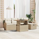 Ensemble de Canapé de Jardin vidaXL de 6 pièces avec Coussins Crème Poly Rattan