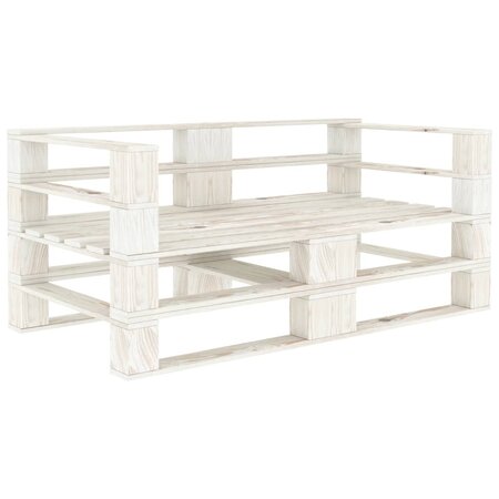 vidaXL Canapé palette à 2 places de jardin Blanc Bois