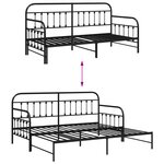 Cadre de lit daybed vidaXL avec lit gigogne Noir 90x200 cm en acier