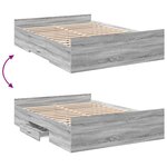 vidaXL Cadre de lit et tiroirs sonoma gris 140x190 cm bois ingénierie