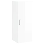 vidaXL Buffet haut Blanc brillant 34 5x34x180 cm Bois d'ingénierie