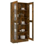vidaXL Armoire à vitrine Chêne fumé 82 5x30 5x185 5 cm Bois ingénierie