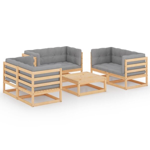 vidaXL Salon de jardin 7 Pièces avec coussins Bois de pin massif